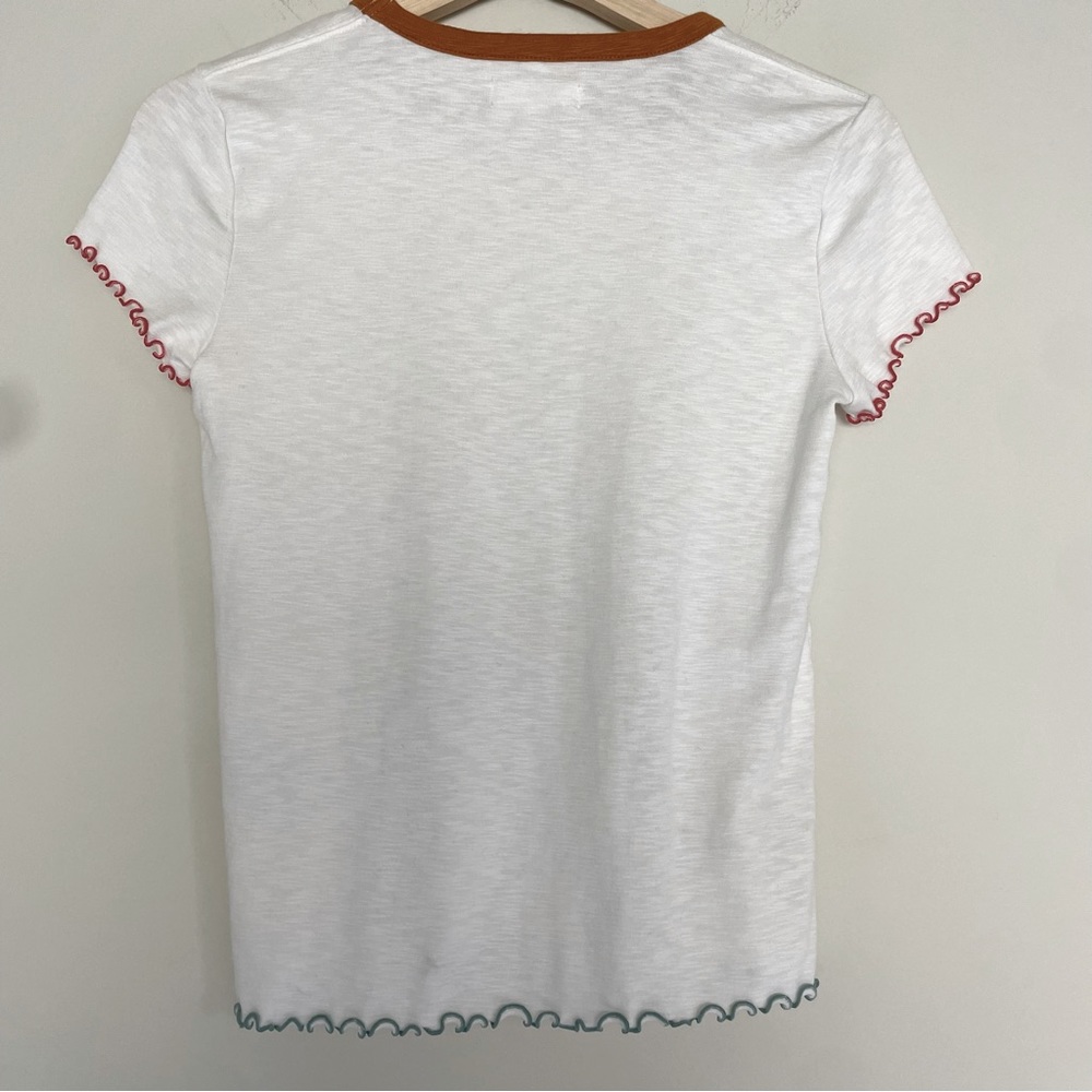 Madewell Colorblock Tipped Baby Tee Size Small 90s Inspired lettuce color hem - Picture 2 of 4